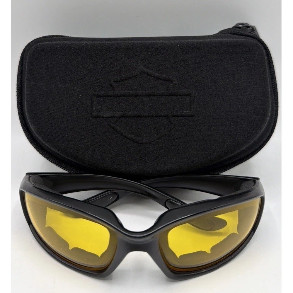 Harley-Davidson Black Eyeglass Zip Around Case w/Unbranded Yellow Lens Riding Gl